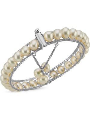 Birinci1926 Tek Sıra Doğal İnci Kelepçe Bileklik