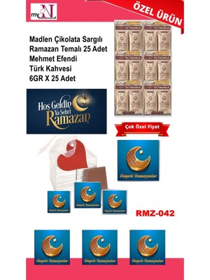 Mynil Madlen Çikolata Sargılı Ramazan Temalı 25 Adet - Mehmet Efendi Türk Kahvesi 6gr x 25 Adet