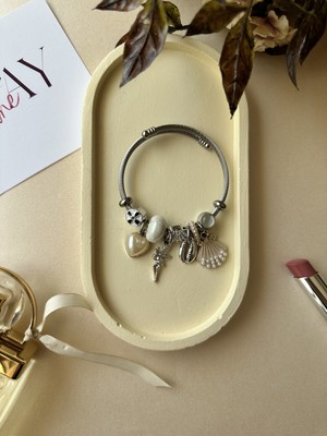 Intive Lingerie Deniz Kabuk ve Melek Detaylı Çelik Pandora Bileklik