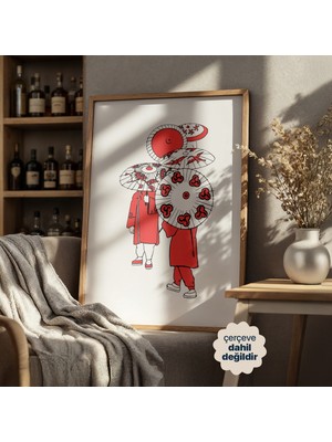 Persona Istanbul Kızıl Şemsiyeler - Doğu'nun Grafik Ritmi Posteri (Çerçevesiz)