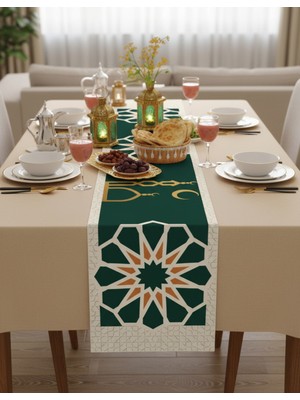 Ramazan Ayı Motifli Dijital Baskılı Runner Masa Örtüsü 40X140 cm