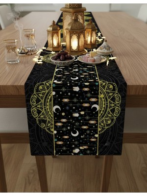 Ramazan Ayı Motifli Dijital Baskılı Runner Masa Örtüsü 40X140 cm