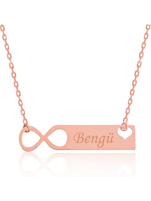 Gümüş Rose Kişiye Özel Sonsuzluk Isimli Kolye