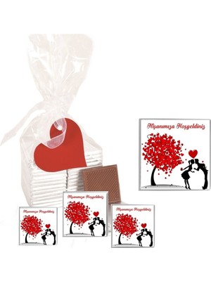 Mynil Madlen Çikolata Nişanımıza Hoşgeldiniz Marka 25 Adet Jelatin Poşette Kurdelalı Kalp Etiketli