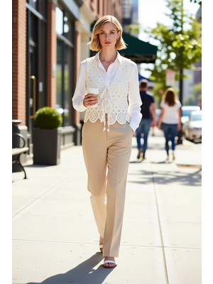 Benerly Kadın V Yaka Kolsuz Kroşe Dokuma Bluz Yelek Bağlama Detaylı Regular Kalıp Yazlık Üst Giyim Modeli