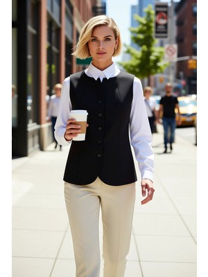 Benerly Kadın Büyük Beden Kayık Yaka Kolsuz Dokuma Yelek Düz Desen Fitted Kalıp Regular Boy Business Ortam