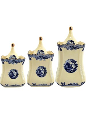 LuckyArt Margaret New Bone Vazo Form 3lu Kavanoz Seti