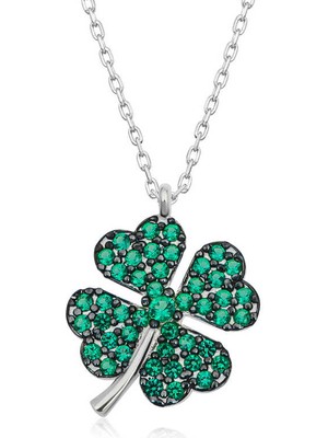 Gümüş Dört Yapraklı Yonca Kadın Kolye