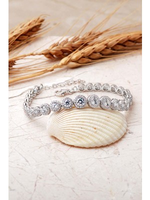 Sümer Telkari Ahenk Elmas Montürlü 925 Ayar Gümüş Bileklik 4826