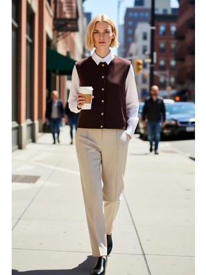 Benerly Kadın Bisiklet Yaka Kolsuz Denim Yelek Düz Dokuma Regular Kalıp Kışlık Giyim Ürünü %100 Pamuk