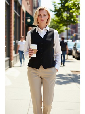 Benerly Kadın Büyük Beden V Yaka Düğmeli Kolsuz Fitted Kesim Düz Desen Esnek Interlok Örme Regular Boy Yelek