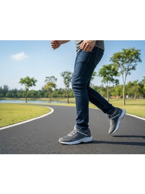 WanderFull Erkek Siyah Spor Ayakkabı Yürüyüş Koşu Ayakkabısı Hava Alan Fileli Sneaker