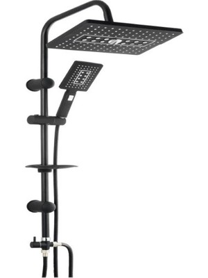 Epilons Lüks Robot Duş Seti Mat Siyah Dikdörtgen | Çok Fonksiyonlu Yağmur Robot Duş Sistemi Siyah