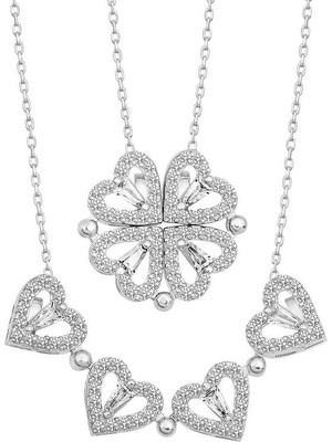 Gümüş Kalpli Açılabilen Yonca Kadın Kolye