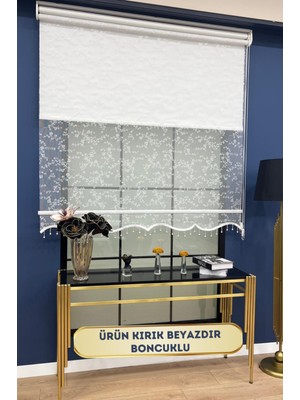 Volper Mekanik VP2001 Çift Mekanizmalı Tül ve %100 Blackout Işık Geçirmez Stor Perde Kırık Beyaz (Boncuklu)