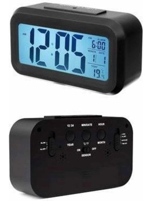 Epilons Dijital Masa Saati Takvim Çalar Saat Alarmlı Işıklı LED Ekran Pilli