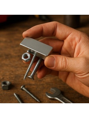 Epilons 5'li Set: N35 Sınıfı 40X20X5 mm Köşeli Neodyum Mıknatıs (Nikel Kaplama)