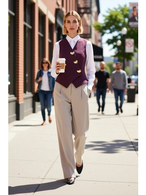 Benerly Kadın V Yaka Kolsuz Düğme Detaylı Fitted Kalıp Dokuma Kumaş Astarlı Regular Boy Yelek Spor