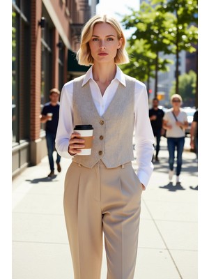 Benerly Kadın V Yaka Kolsuz Dokuma Kumaş Crop Yelek Fitted Kalıp Düz Desen Yazlık Giyim Ürünü Basic Siluet