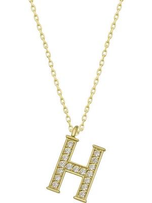 Gümüş Gold H Harfi Kadın Kolye