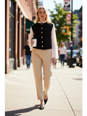 Benerly Kadın Bisiklet Yaka Kolsuz Denim Yelek 100 Düz Desen Fitted Kalıp Rigid Dokuma Regular Boy %100 Pamuk