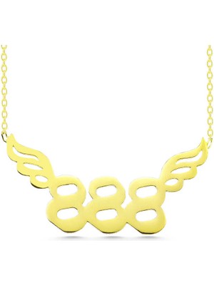 Gümüş Gold 888 Melek Sayısı Kadın Kolye