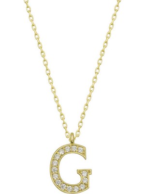 Gümüş Gold G Harfi Kadın Kolye