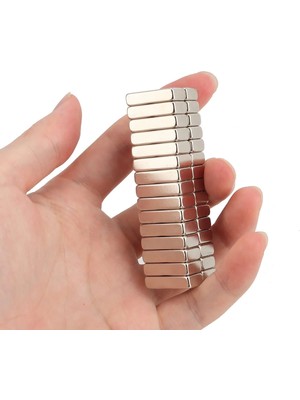 Epilons 10 Adet 20X10X5 mm Neodyum Magnet N35 Güçlü Mıknatıs Köşeli ve Dayanıklı Nikel Kaplama