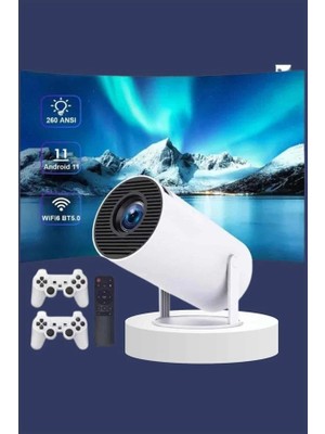 Epilons Projeksiyon Cihazı Video Oyun Konsolu Projektör Taşınabilir Ayaklı Çift Kollu 4K Çözünürlüklü