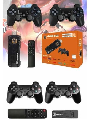 Epilons Game Stick Çift Oyun Konsolu Smart Tv Game Box 8k Ultra Hd 64 GB