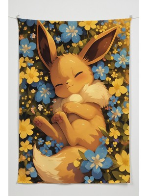 Charmbi Pokemon Duvar Örtüsü – Çok Renkli Anime Temalı Kumaş Oda Dekoru Tapestry