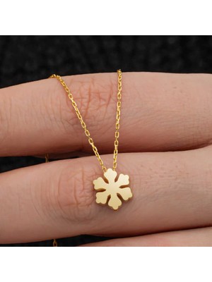 Gümüş Gold Minimal Kar Tanesi Kadın Kolye