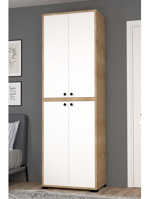 Mobilique Bükreş No.1 Çok Amaçlı 2 Askılı Dolap Safir-Beyaz