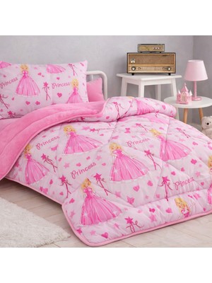 Lila Moon Prenses Desenli Tek Kişilik Çift Taraflı Welsoft Uyku Seti (Yorgan+ Çarşaf+ Yastık Kılıfı)