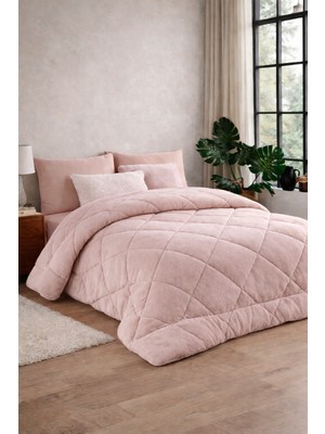 Lila Moon Pudra Renkli Battal Boy Lüx Pudra Welsoft Yorgan (Çift Taraflı)