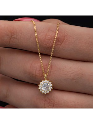 Gümüş Gold Minimal Yuvarlak Anturaj Kadın Kolye