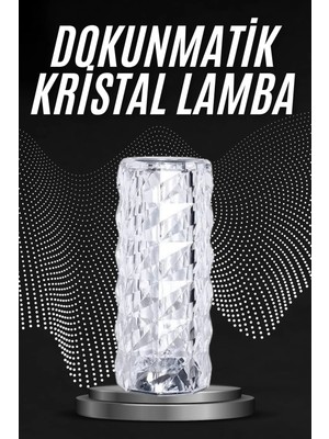 Epilons Kristal Lamba Masa Lambası Şarjlı Masa Lambası Dokunmatik Sensör USB Şarjlı