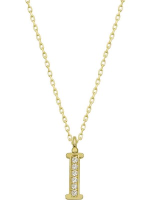 Gümüş Gold I Harfi Kadın Kolye