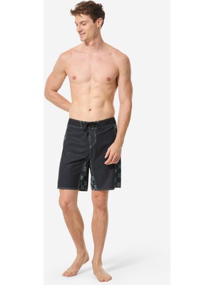 Decathlon Olaian Erkek Uzun 19" Deniz Şortu/boardshort - Siyah - Desenli - 500 Arch