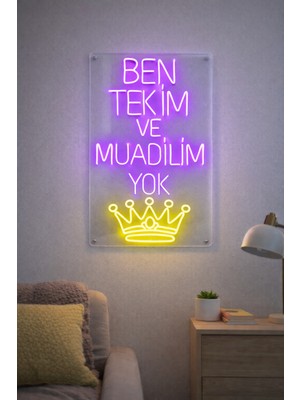 Dekoraven Ben Tekim ve Muadilim Yok Yazı Neon Tabela Güzellik Merkezi Kafe (80X40CM