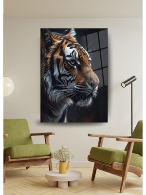 Glitglass Cam Tablo - Güç ve Zarafet: Kaplanın Bakışı