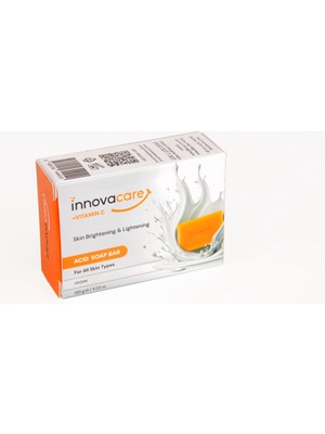 INNOVACARE Marka, Kojik Asit & C Vitamin, Leke Karşıtı, Arındırıcı El Yüz Vücut Sabunu, Şeffaf Turuncu renkli, Turunç kokulu, 120gr
