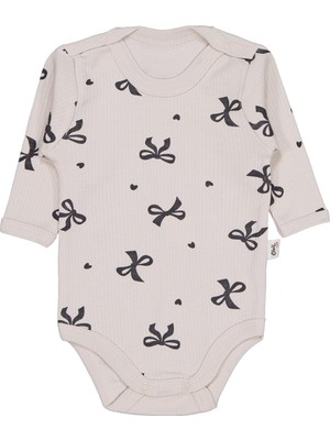 Civil Baby Bej Fiyonk Empirme Çıtçıtlı Badi 12-18 Ay Kız Çocuk İçin Düz Desenli Rahat Kumaş