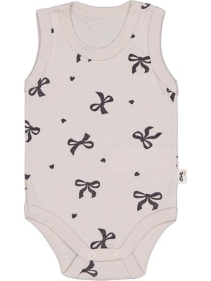 Civil Baby Fiyonk Empirme Çıtçıtlı Badi Bej 9-12 Ay Kız Çocuk İçin Düz Desenli Rahat Kumaş