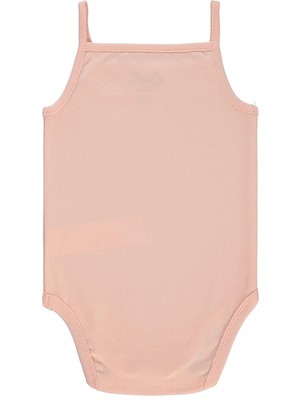 Kujju Civil Baby Penye Ip Askılı Dantelli  Kız Çıtçıtlı Badi - Pudra 2-3 Yaş
