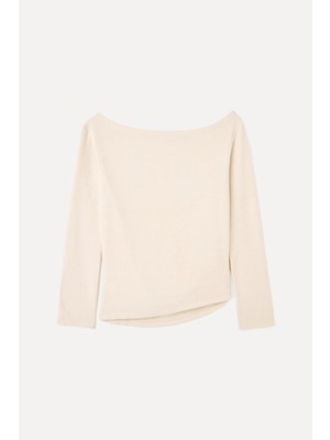 Fıtted Kayık Yaka Asimetrik Kazak