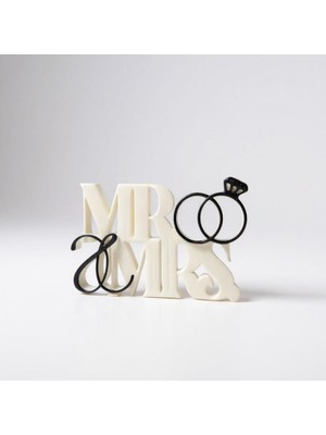 Juli Nişan – Nikah – Düğün Hazırlığı Mr & Mrs Masa Üstü Dekoru (7 x 4,5 Cm)