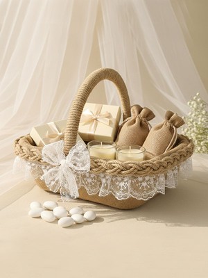 Bonvos Nişan, Nikah, Kına ve Söz Sepeti – Küpür Detaylı Kare Dekoratif Sepet