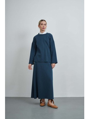 Molly Nelly Kadın Yırtmaçlı Bluz Etekli Günlük Kışlık Takım