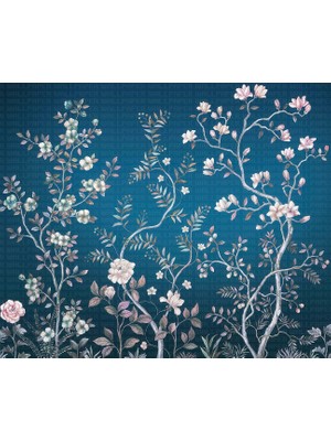 Arterior Wallpaper Koyu Mavi Zeminde Ağaçlar Poster Duvar Kağıdı